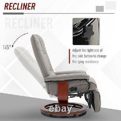 Ergonomic Office Recliner Sofa Chair PU Leather Plush Armchair Lounger Grey