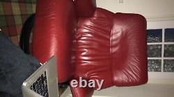 Erkones stressless leather swivel recliner and footstool