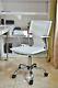 Ex-display White Swivel Office Chair Adjustable Pu Leather Computer Desk Arms