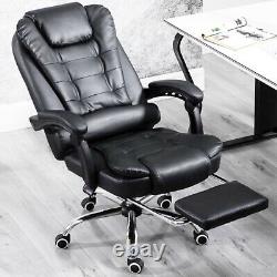 Executiv Office Luxury Leather Chair Computer Gaming Swivel Recliner Footrest UK
