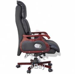 Executive Black Top Real Leather Adjustable Massage Office Chair Relax w Remote