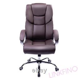 Executive Brown Office Chair PU Leather Swivel High Back Ergonomic Computer Desk