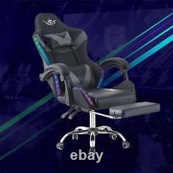 Executive Chair Gaming PC Office Chair Recliner Swivel Adjustable &RGB Lights