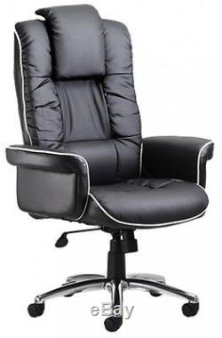 Executive Chair Office Home High Back Upholstered Leather Wheeled Black Swivel