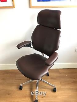 Executive Chrome/ Chocolate Leather Humanscale Freedom Ergonomic Office Chair