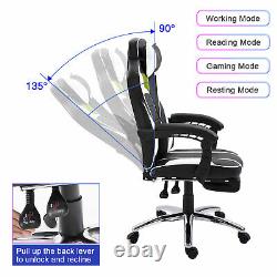 Executive Computer Chair Gaming Office Seat PU Leather Swivel With Footrest