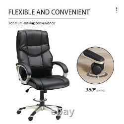 Executive Computer Office Desk Chair High Back Faux Leather Swivel Chair Black