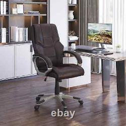 Executive Computer Office Desk Chair High Back Faux Leather Swivel Chair Brown