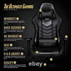 Executive Gaming Racing Computer Leather Office Desk Chair Adjustable Black UK