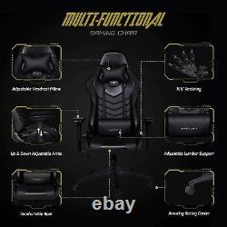 Executive Gaming Racing Computer Leather Office Desk Chair Adjustable Black UK