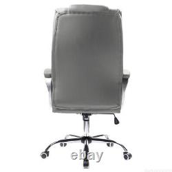 Executive Grey Office Chair PU Leather Swivel High Back Ergonomic Computer Desk