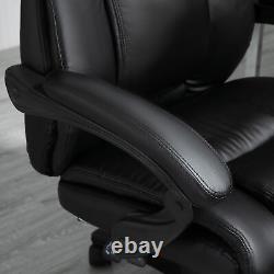 Executive Home Office Chair High Back PU Leather Recliner, with Foot Rest, Black