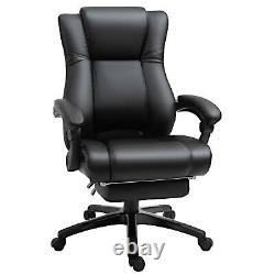 Executive Home Office Chair High Back PU Leather Recliner, with Foot Rest, Black
