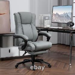 Executive Home Office Chair High Back Recliner with Foot Rest Grey
