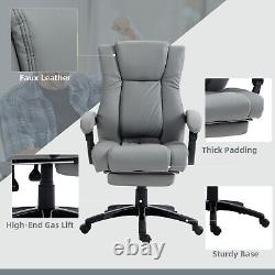Executive Home Office Chair High Back Recliner with Foot Rest Grey