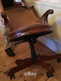 Executive Leather & Hardwood Swivel Desk Chair Maitland Smith REDUCED from £525