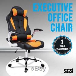 Executive Leather Racing Gaming Computer Office Chair Swivel Black&orange
