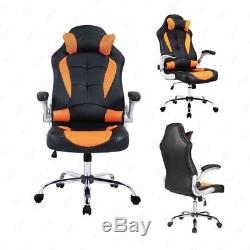 Executive Leather Racing Gaming Computer Office Chair Swivel Black&orange