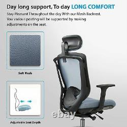 Executive Mesh Office Chair Headrest Support Black Faux Leather Home Gaming Desk