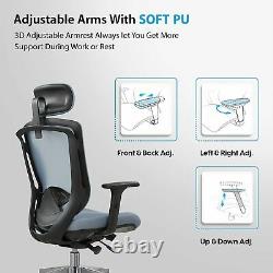 Executive Mesh Office Chair Headrest Support Black Faux Leather Home Gaming Desk