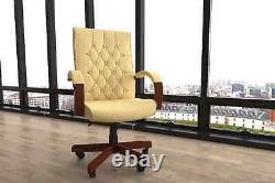Executive Office Chair Chesterfield Cream Leather FAST & FREE DELIVERY