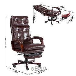 Executive Office Chair Computer Desk PU Leather Seat Reclining Adjustable Swivel