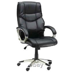 Executive Office Chair Faux Leather Swivel High Back Black Padded Computer Chair