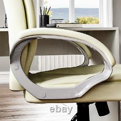 Executive Office Chair Gaming Computer Home Swivel Leather Adjustable Desk Cream