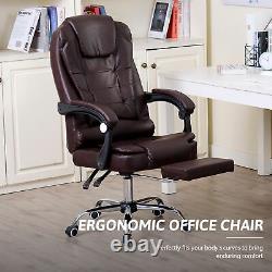 Executive Office Chair Height Adjustable Computer Chair w Footrest Massage More