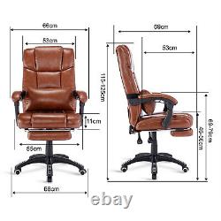 Executive Office Chair High Back Leather Recliner Computer Desk Chair WithFootrest