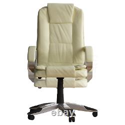 Executive Office Chair Home Gaming Computer Leather Swivel Adjustable Cream