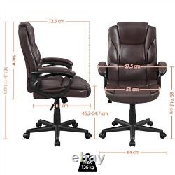 Executive Office Chair Lumbar Support Adjustable PU Leather Computer Chair Brown