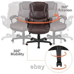 Executive Office Chair Lumbar Support Adjustable PU Leather Computer Chair Brown