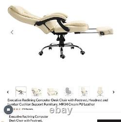 Executive Office Chair Luxury Leather Reclining Padded PC Computer Desk
