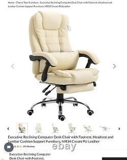 Executive Office Chair Luxury Leather Reclining Padded PC Computer Desk