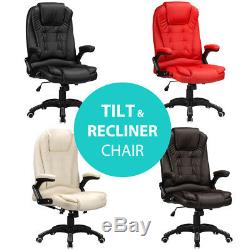 Executive Office Chair Luxury Leather Reclining Padded PC Computer Desk RayGar