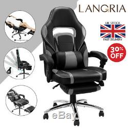 Executive Office Chair Racing Gaming Chair Home Desk Headrest Faux Leather UK