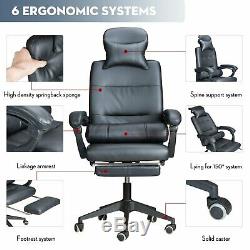 Executive Office Chair Racing Gaming Chair Swivel Recliner Computer Desk Leather