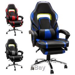 Executive Office Chair Seat Gaming Faux Leather Racing Computer Ergonomic Blue
