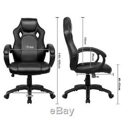 Executive Office Chair Sport Racing Gaming Swivel PU Leather Computer Desk Black