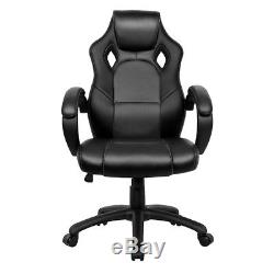 Executive Office Chair Sport Racing Gaming Swivel PU Leather Computer Desk Black