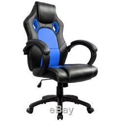Executive Office Chair Sports Racing Gaming Swivel PU Leather Computer Desk Blue