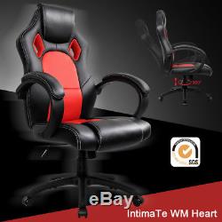Executive Office Chair Sports Racing Gaming Swivel PU Leather Computer Desk Red