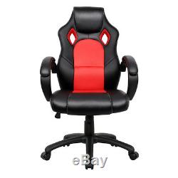 Executive Office Chair Sports Racing Gaming Swivel PU Leather Computer Desk Red