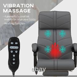 Executive Office Chair with 4 Point Vibration Massage and Heat, Footrest, Grey