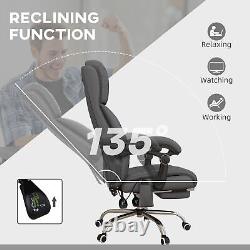 Executive Office Chair with 4 Point Vibration Massage and Heat, Footrest, Grey