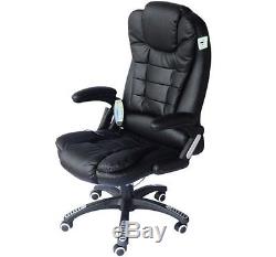 Executive Office Chair with Massage Heated Leather Reclining Swivel Seat Black
