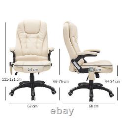 Executive Office Chair with Massage and Heat PU Leather Reclining Chair, Beige
