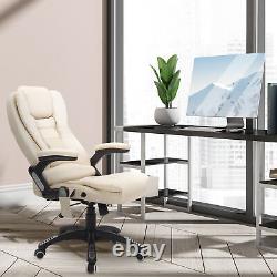 Executive Office Chair with Massage and Heat PU Leather Reclining Chair, Beige