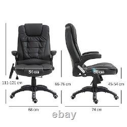 Executive Office Chair with Massage and Heat PU Leather Reclining Chair, Black
